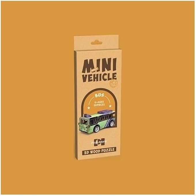 WOODEN PUZZLE 3D VEHICLES PUZZLE WOODEN VEHICLES WITH RECOIL FUNCTION (BUS) - Image 2